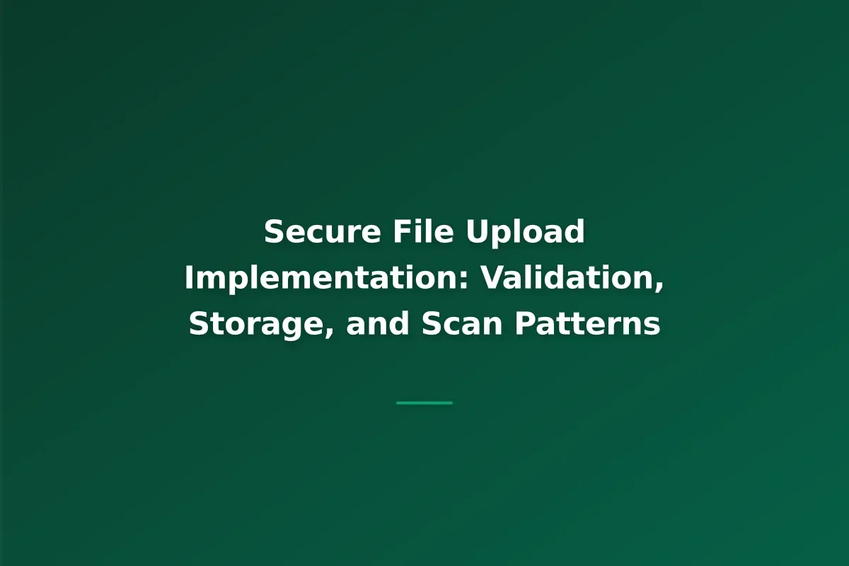 Secure File Upload Implementation: Validation, Storage, and Scan Patterns