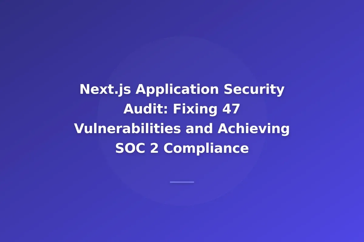 Next.js Application Security Audit: Fixing 47 Vulnerabilities and Achieving SOC 2 Compliance